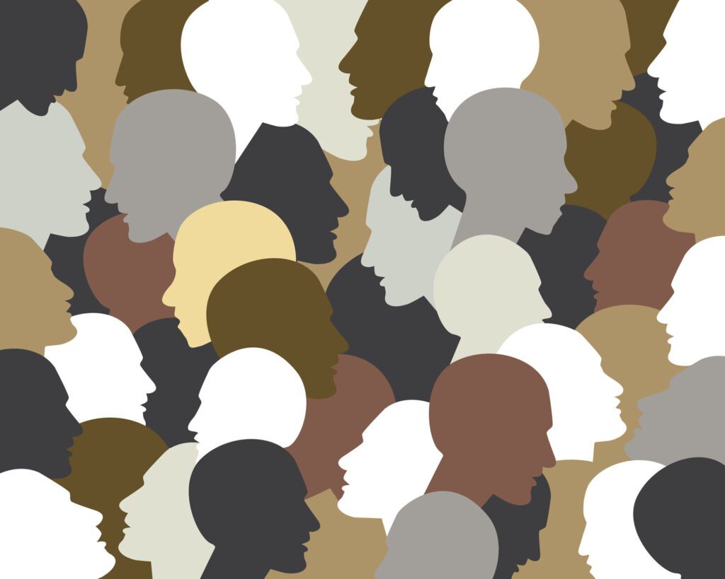 People profile heads. Vector background pattern.