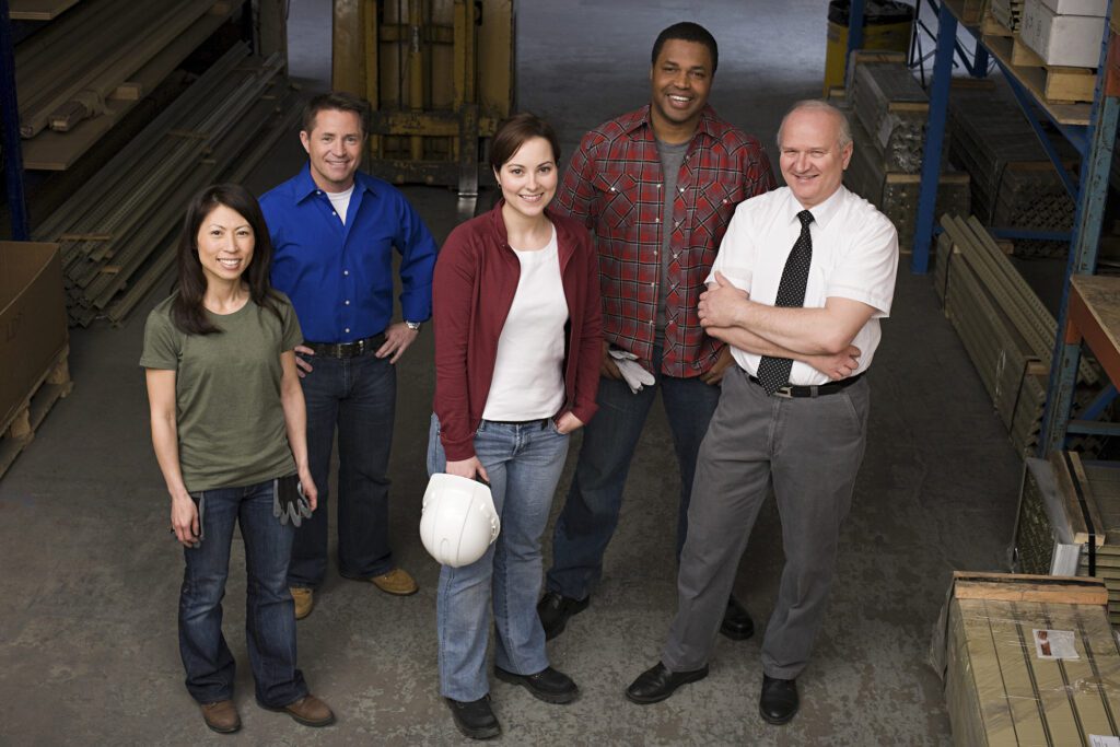 Colleagues in warehouse